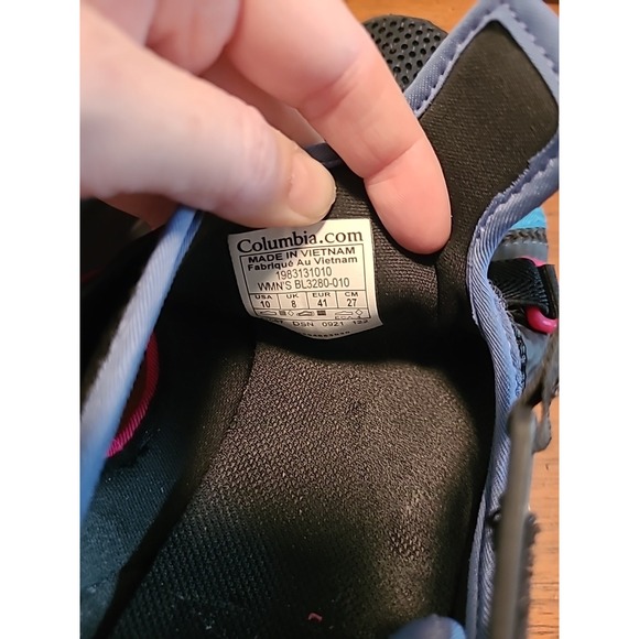 Columbia Women's Wildone Wander Shoe Hikers Black Mesh Size 10 Black Blue Pink‎ - Picture 7 of 8